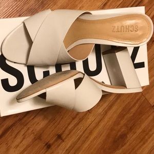 Schultz sandals, off white/ cream color, mid heel